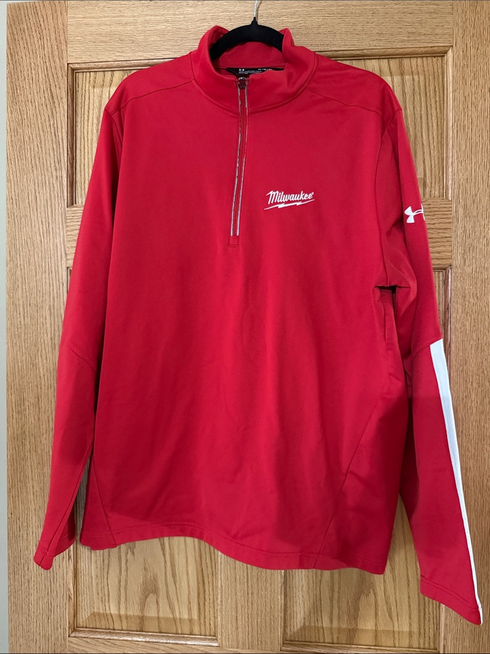 Milwaukee Tool Under Armour Red Men's Quarter-Zip Pullover with White Accents